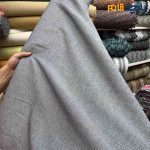 پارچه بهاره و تابستانه لینن طرحدار جناقی ۲ رو رنگ سرمه ای طوسی روشن