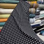 کرپ نخ کره ای خالدار متوسط زمینه مشکی خال سفید
