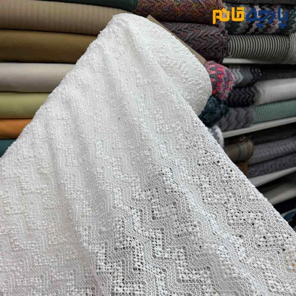 پارچه تابستانه میسونی بهاره ایتالیایی طرح برجسته رنگ سفید