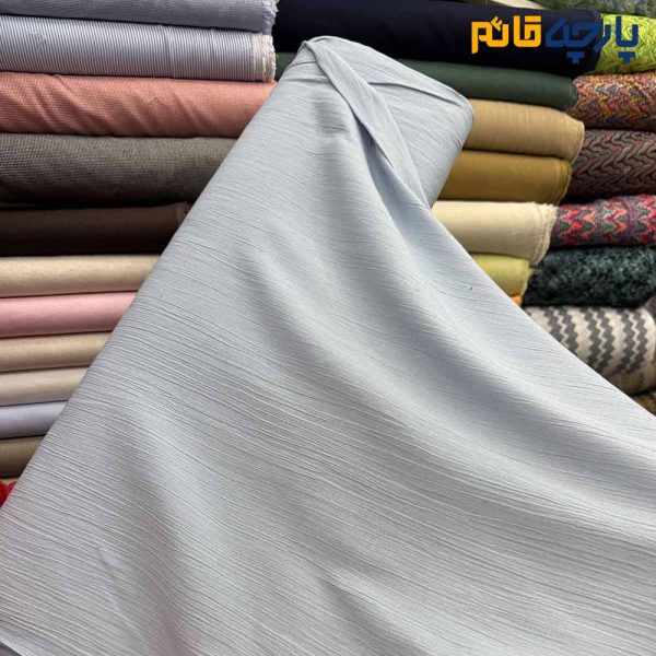 پارچه لینن ساده کرشه رنگ آبی روشن