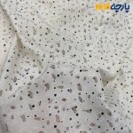 پارچه مجلسی تور کتان ایتالیایی ایتالیایی پولک دار رنگ کرم روشن