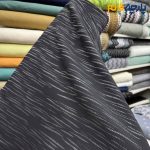 پارچه مجلسی ژاکارد نخ خاص ۲ رو رنگ مشکی طرح خطی عرض ۱۵۰
