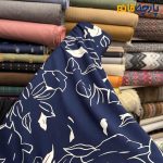 پارچه وال طرحدار کره ای زمینه سرمه ای طرح سفید