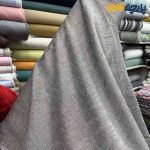 پارچه مجلسی تور کتان لمه بافت رنگ نسکافه ای نقره ای