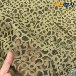 پارچه مجلسی تور کتان خاص رنگ سبز زیتونی روشن طرح ریکل