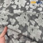 پارچه مجلسی تور کتان خاص رنگ طوسی اسموکی ۲ رو برجسته