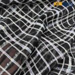 پارچه مجلسی تور کتان طرح بنکا رنگ مشکی طرح رنگی