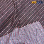 پارچه پاییزه و زمستانه کشمیر راه راه برجسته دورو رنگ طوسی تیره راه قرمز