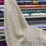 پارچه مجلسی تور کتان طرح بنکا رنک کرم لیمویی