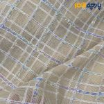 پارچه مجلسی تور کتان طرح بنکا رنک کرم لیمویی