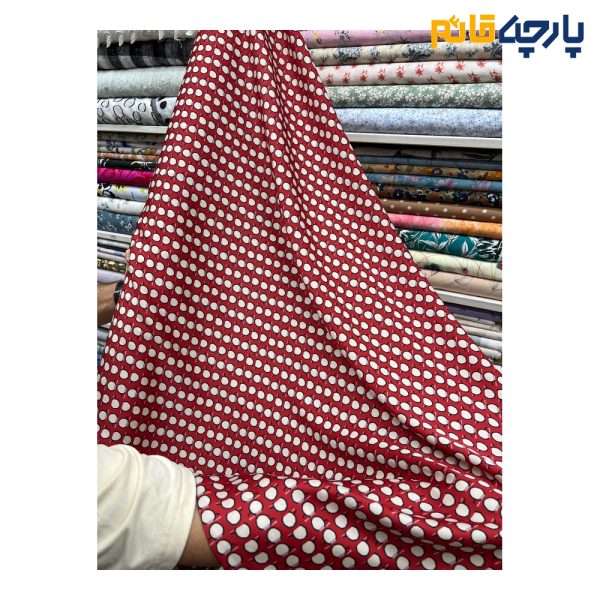 پارچه بهاره و تابستانه کرپ نخ خالدار زمینه قرمز