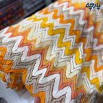 پارچه بهاره و تابستانه میسونی طرح درشت نارنجی انبه ای