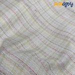 پارچه پاییزه و زمستانه شانل بافت ظریف رنگ زمینه روشن خط رنگی فسفری