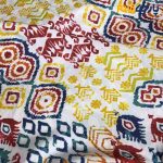 پارچه مجلسی سیلک طرحدار طرح کوبیسم رنگی