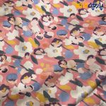 پارچه مجلسی سیلک ابریشم طرحدار زمینه صورتی بیبی پینگ گل خاص