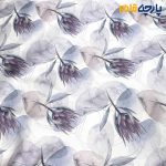 پارچه مجلسی سیلک ابریشم طرحدار زمینه سفید طوسی گل درشت عنابی